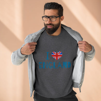 Unisex Crewneck Sweatshirt - I Love England - Union Jack Heart Design