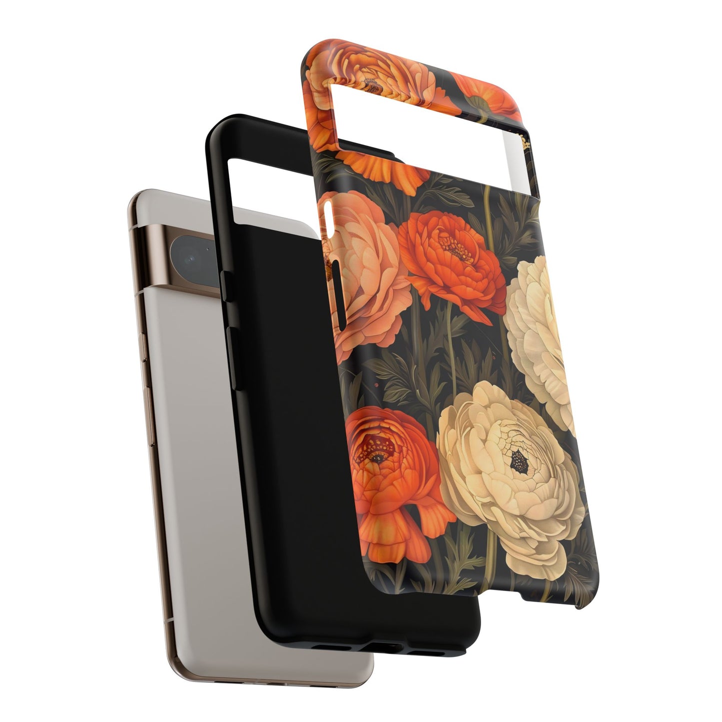 Floral Phone Case with Tough Protection, Blooming Ranunculus Design, Durable Cover, Gift for Flower Lovers, Eco-Friendly Phone Accessory