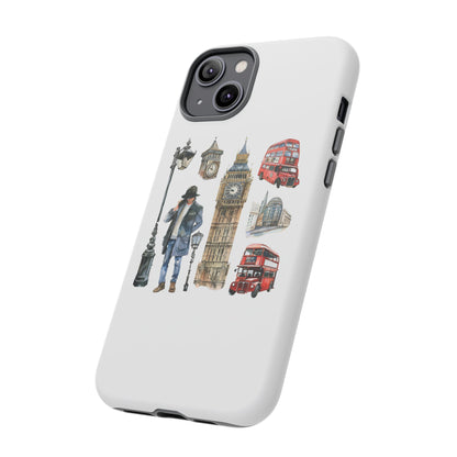 London Iconic Design Phone Case, Tough Cases, Gift for Travelers, London Souvenir, London Icons, Red Bus Phone Case