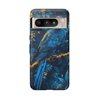 Tough Cases - Vibrant Blue Parrot Phone Case, Tropical Bird Phone Cover, Nature Lover Gift, Eco-Friendly Accessories, Unique Wildlife Decor