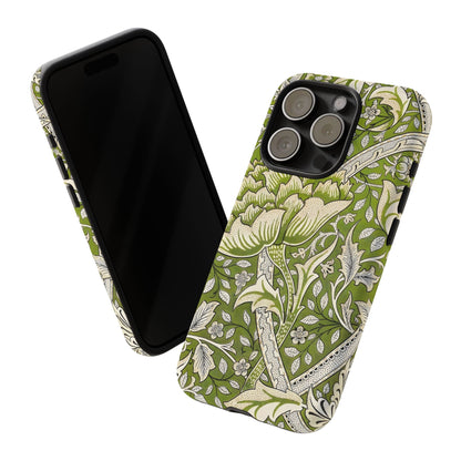 Stylish Phone Case with Floral Design, Durable Protective Cover for iPhone, Unique Gift for Birthdays, Mother's Day, Green Aesthetic