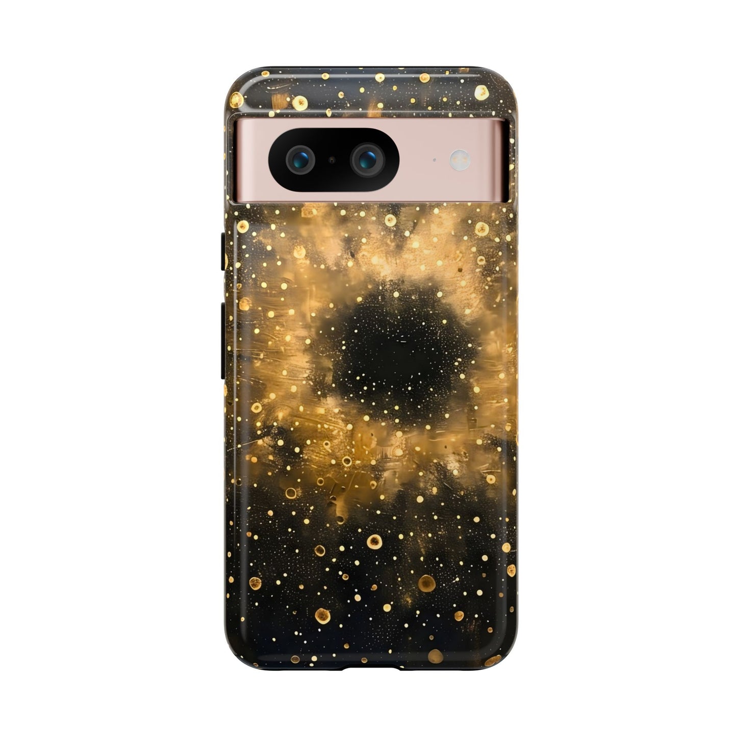 Stylish Phone Case with Golden Galaxy Design, Tough Phone Cover, Trendy Mobile Accessory, Gift for Space Lovers, Protective Phone Shell