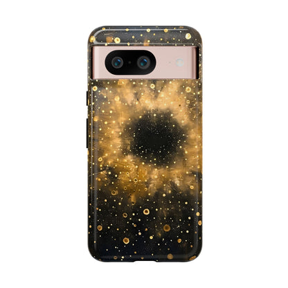 Stylish Phone Case with Golden Galaxy Design, Tough Phone Cover, Trendy Mobile Accessory, Gift for Space Lovers, Protective Phone Shell