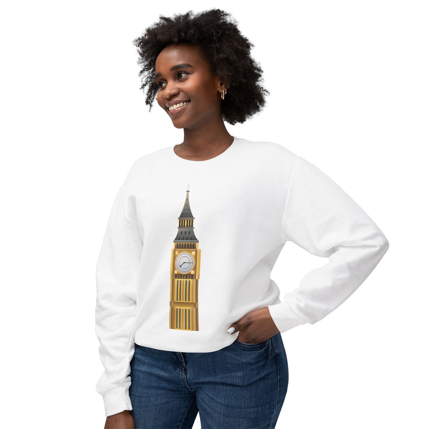Unisex Lightweight Crewneck Sweatshirt - London's Landmark - The Iconic Clock Tower