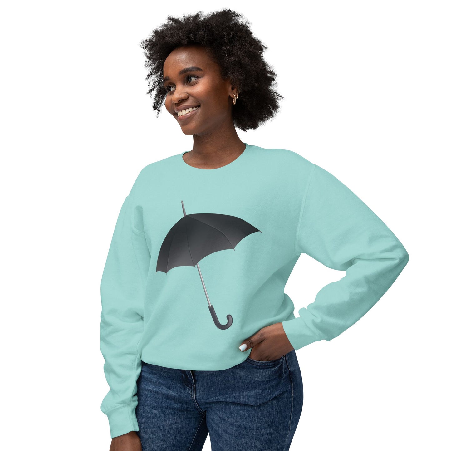 Unisex Lightweight Crewneck Sweatshirt - Regal Royal Umbrella - Elegant and Majestic Design