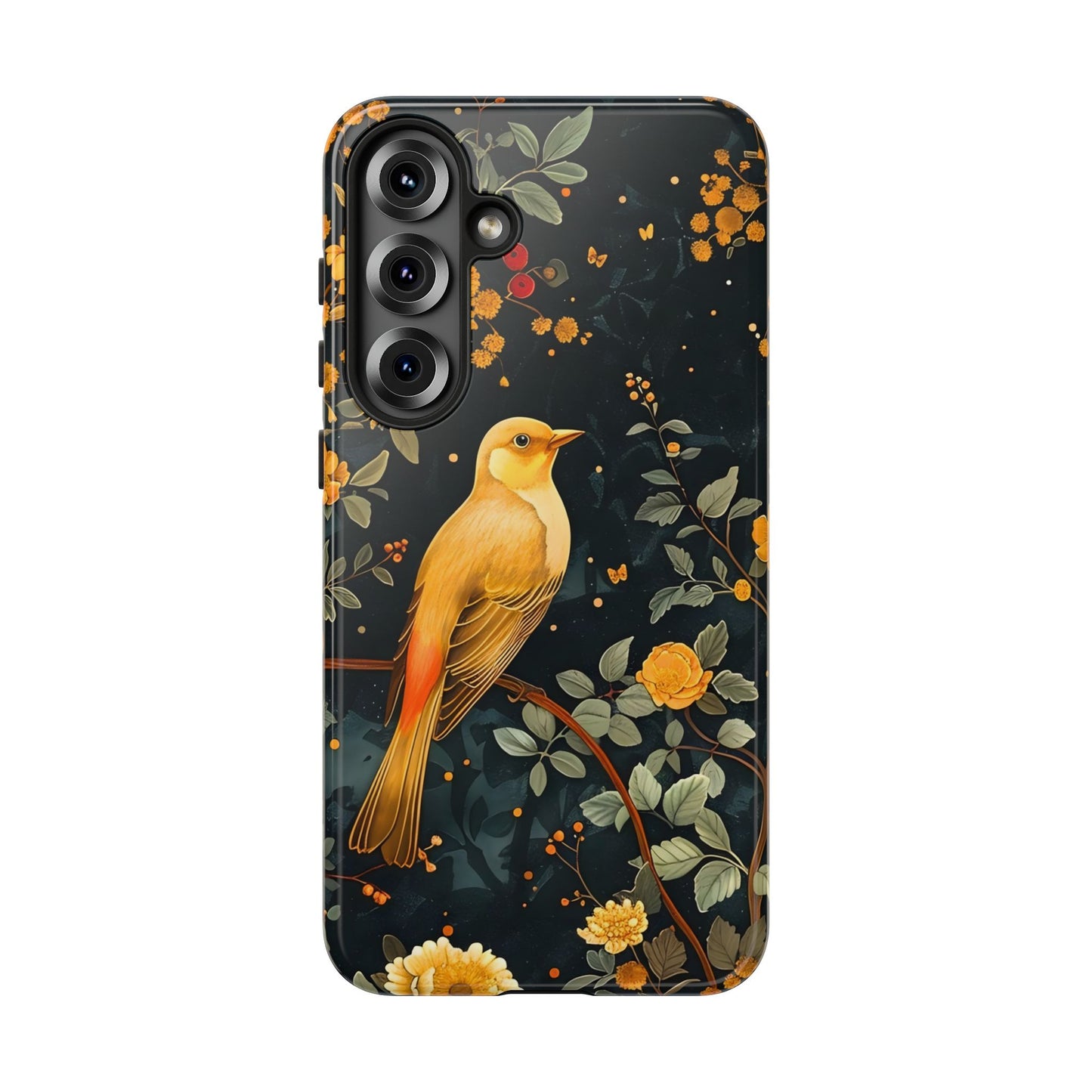 Floral Phone Case, Tough Cases with Bird Design, Nature Lover Gift, Stylish Protection, Birthday Present, Floral Phone Cover