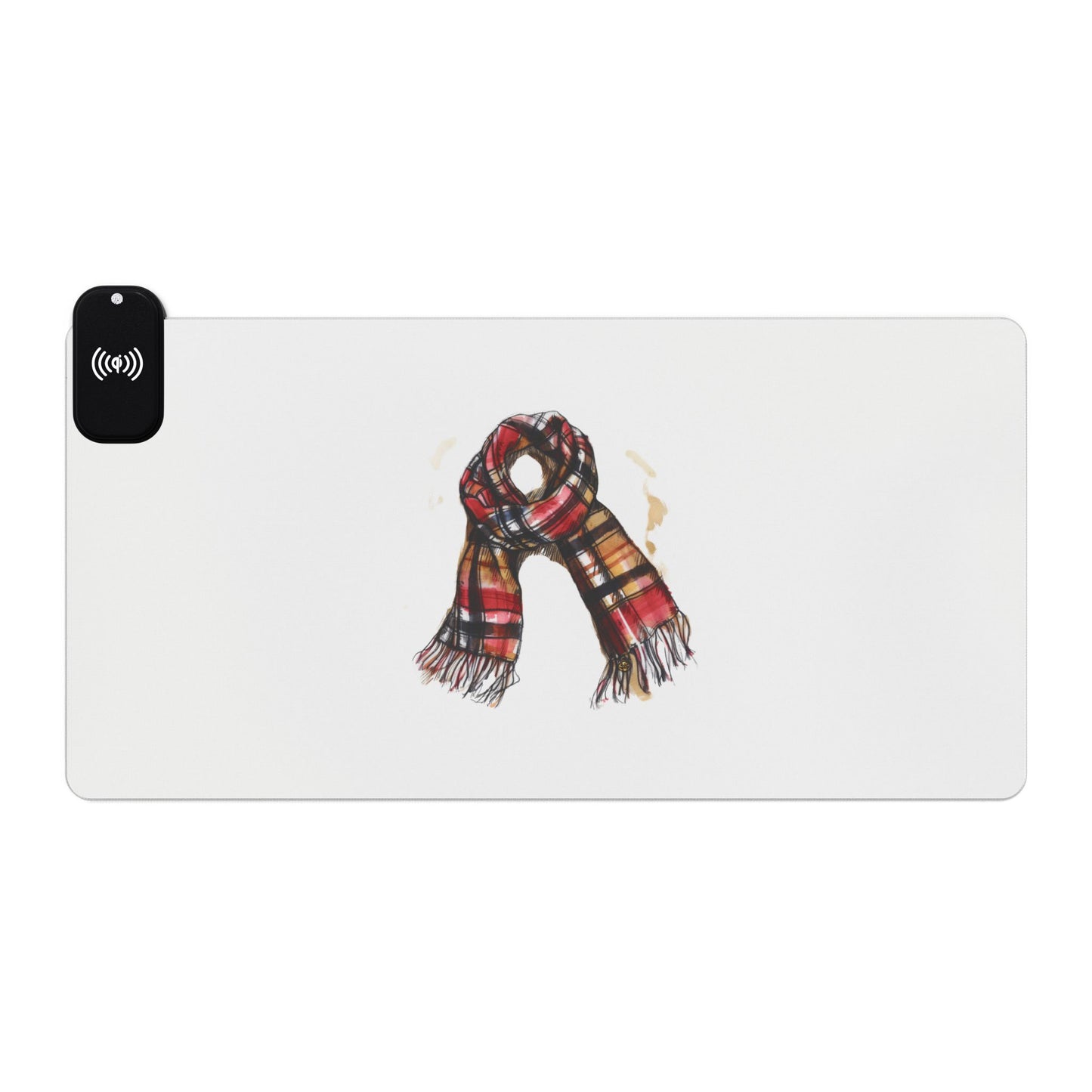 British Plaid Scarf - LED Gaming Mouse Pad with Wireless Charging, RGB Light Up Desk Mat, Perfect for Gamers, Desk Accessories, Gift for Tech Lovers
