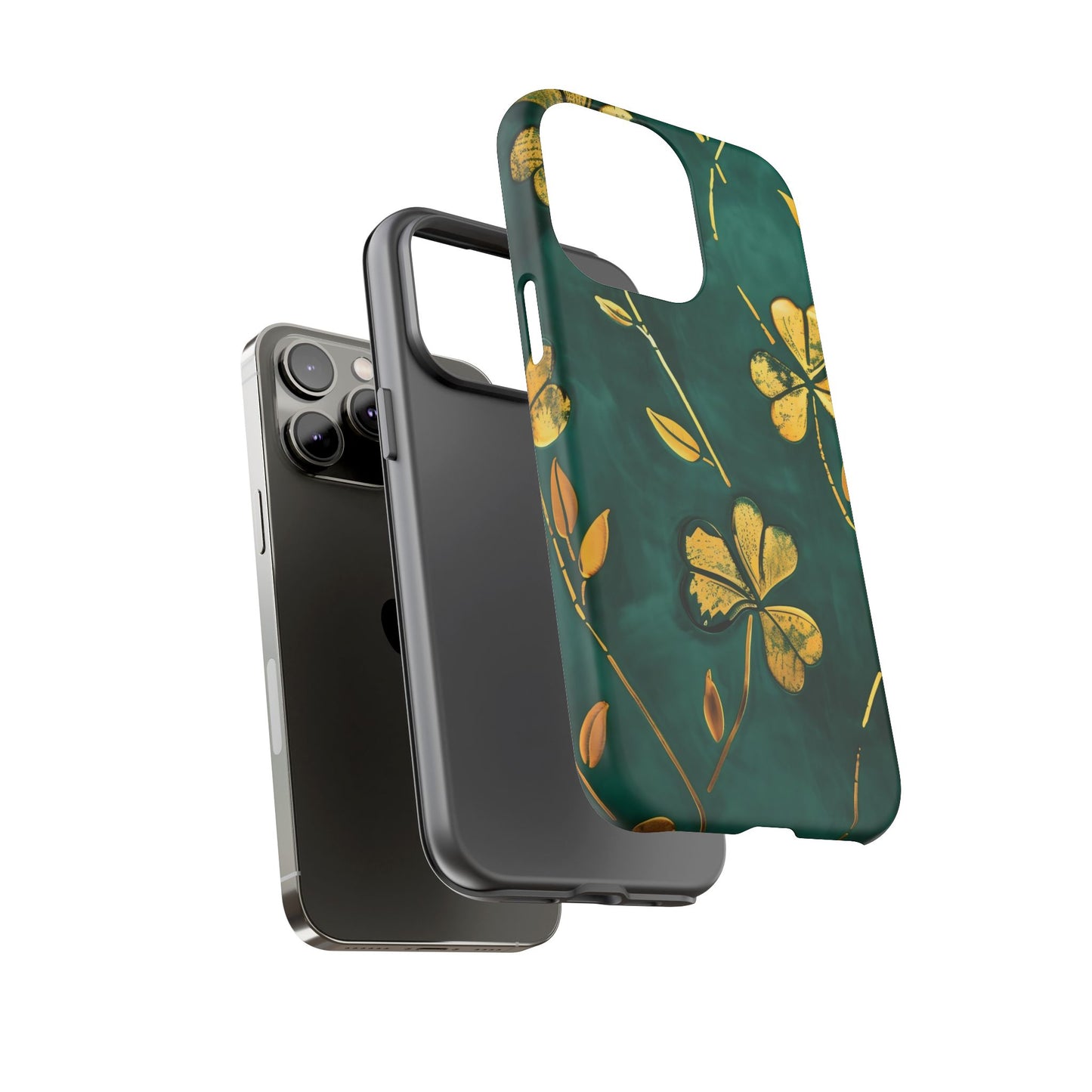 Floral Phone Case with Gold Accents, Tough Phone Cover, Stylish Phone Protector, Unique Gift for Her, Nature Lover Accessory