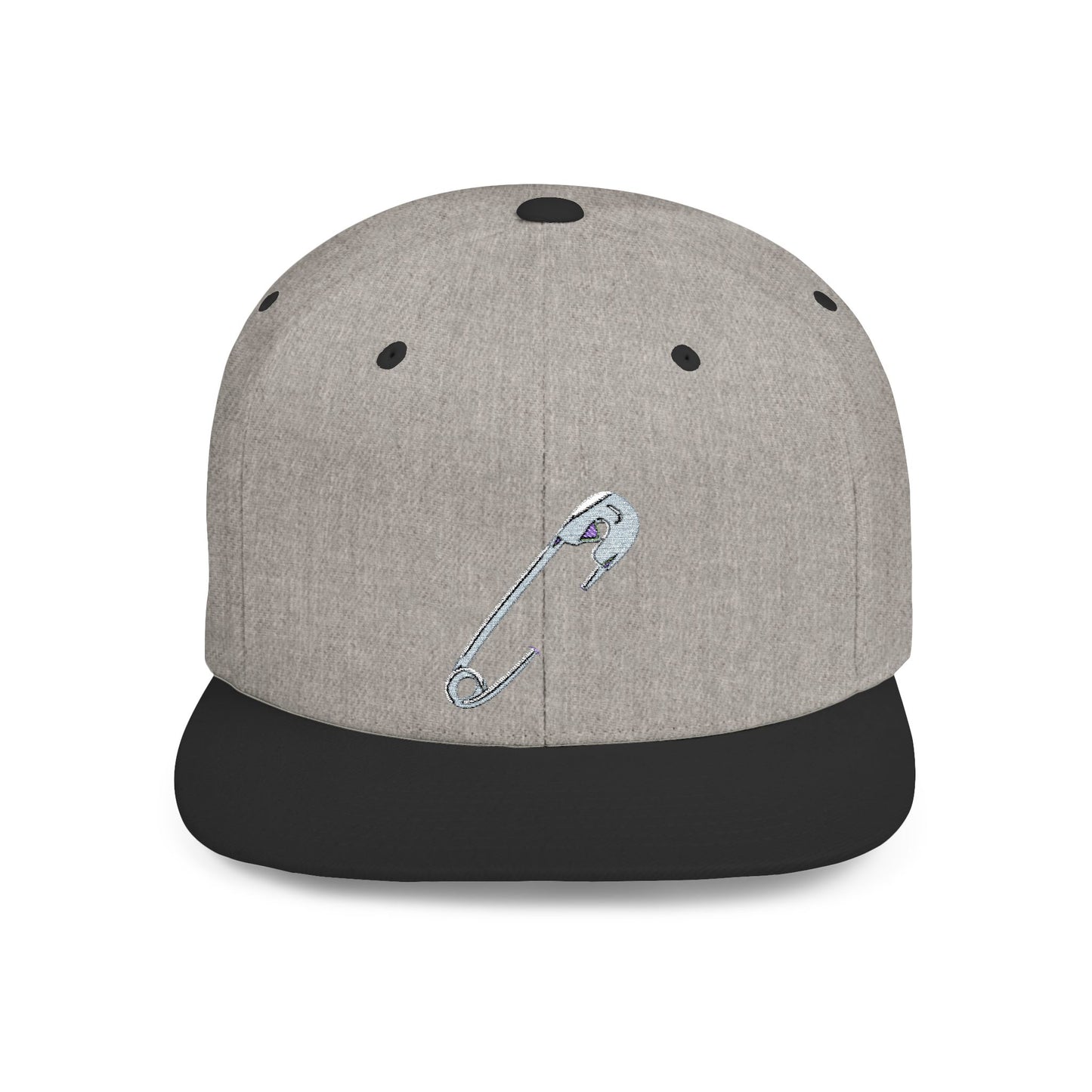 Silver Safety Pin Art Flat Bill Snapback