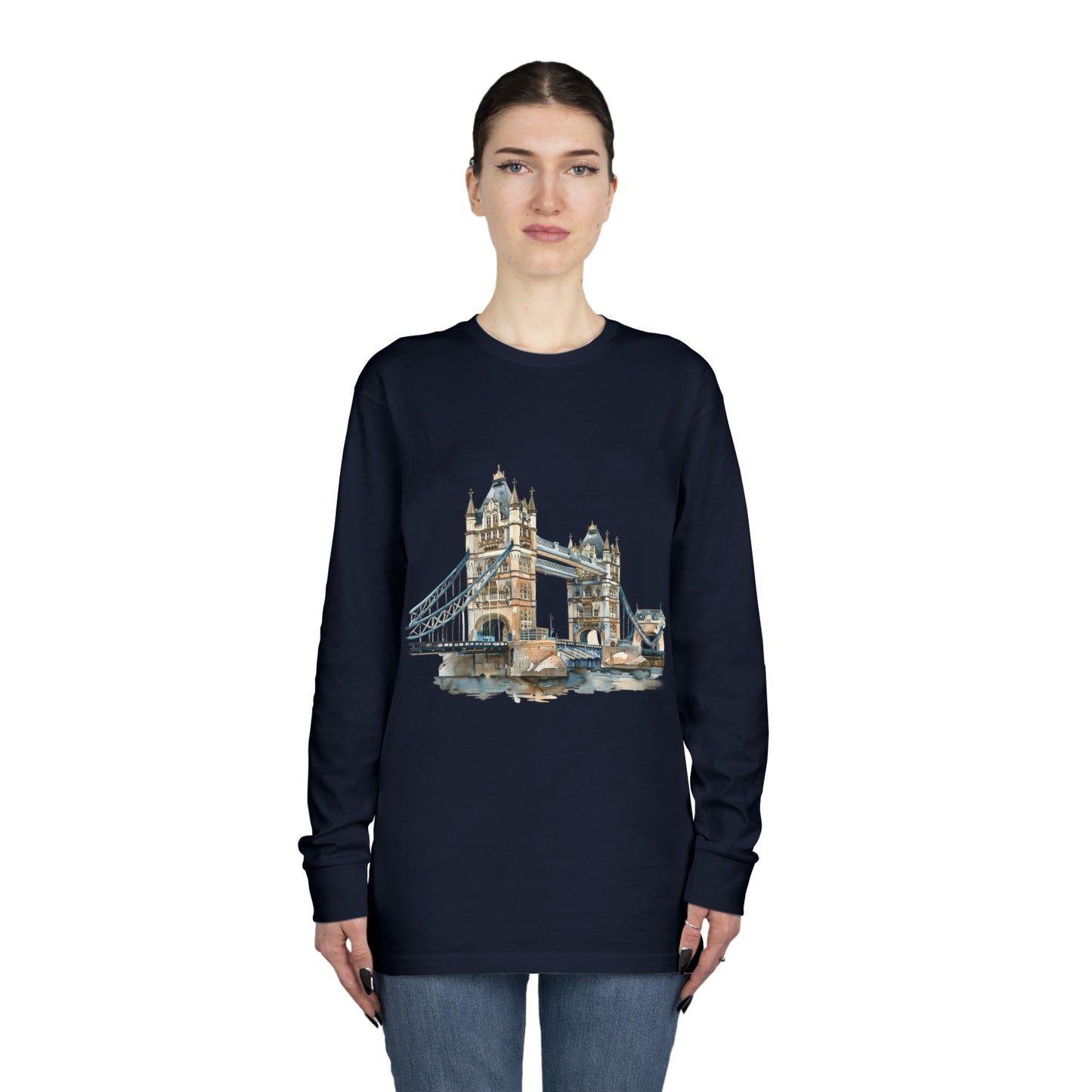 Long Sleeve Crewneck Tee - London's Iconic Bridge