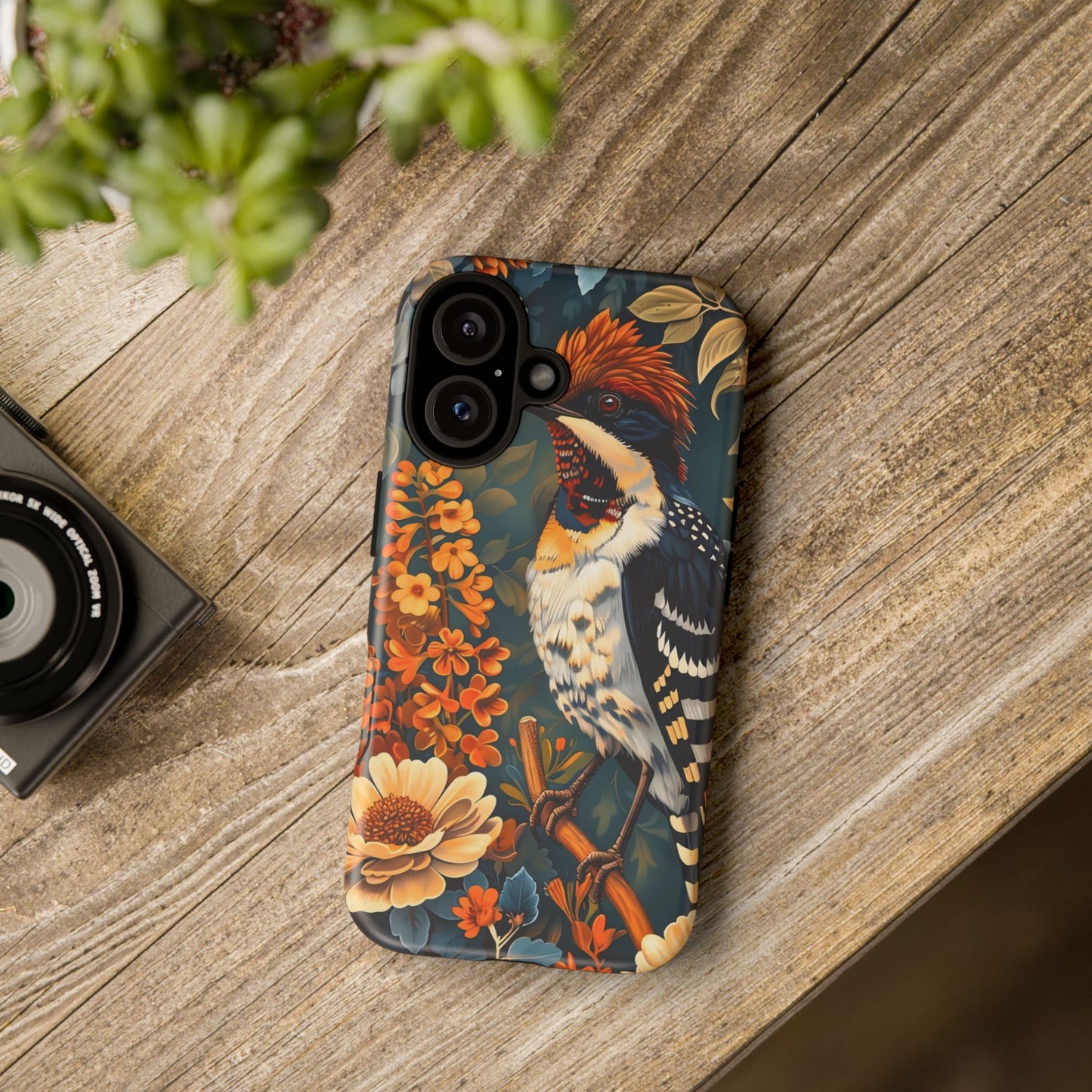 Tough Cases: Floral Bird Phone Case, Vintage Style Cover, Nature Lover Gift, Botanical Design, Spring Inspire Fashion