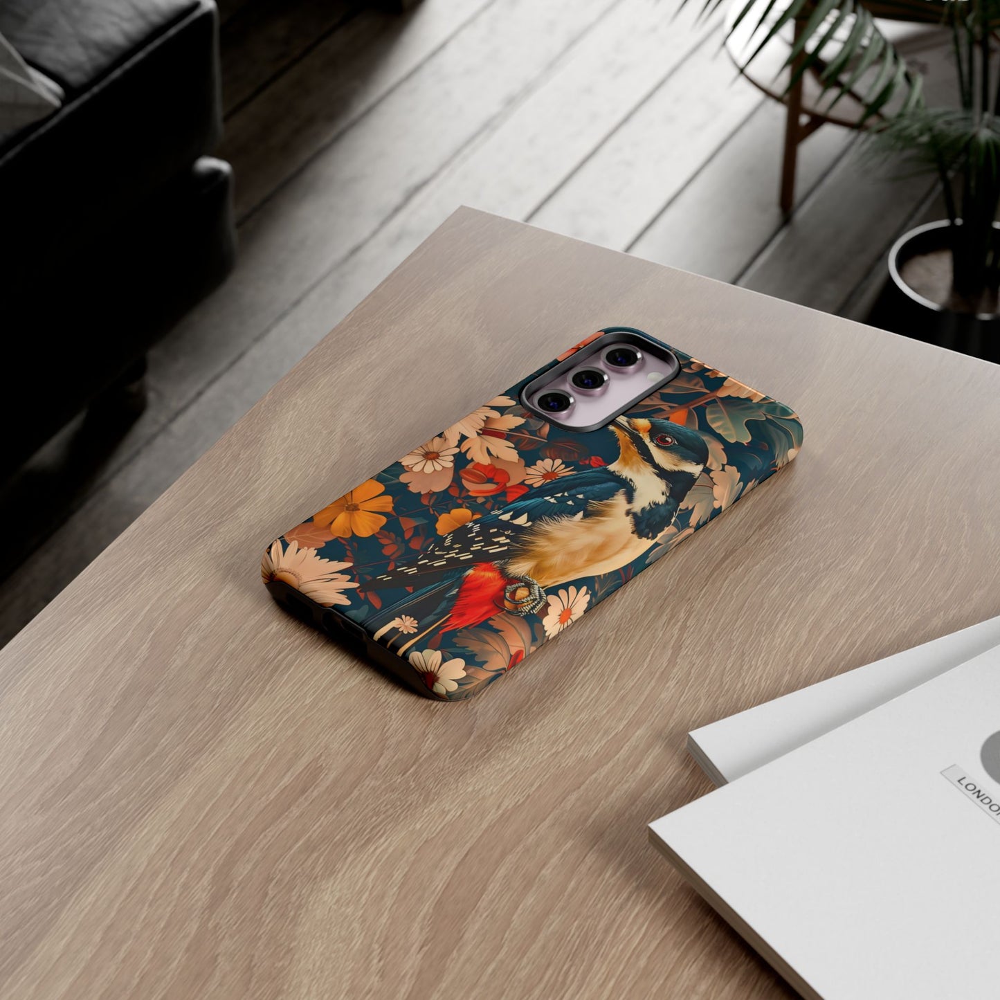 Artistic Bird Phone Case, Unique Tough Cases for Nature Lovers, Floral Design, Cute Gift, Customized Phone Accessories