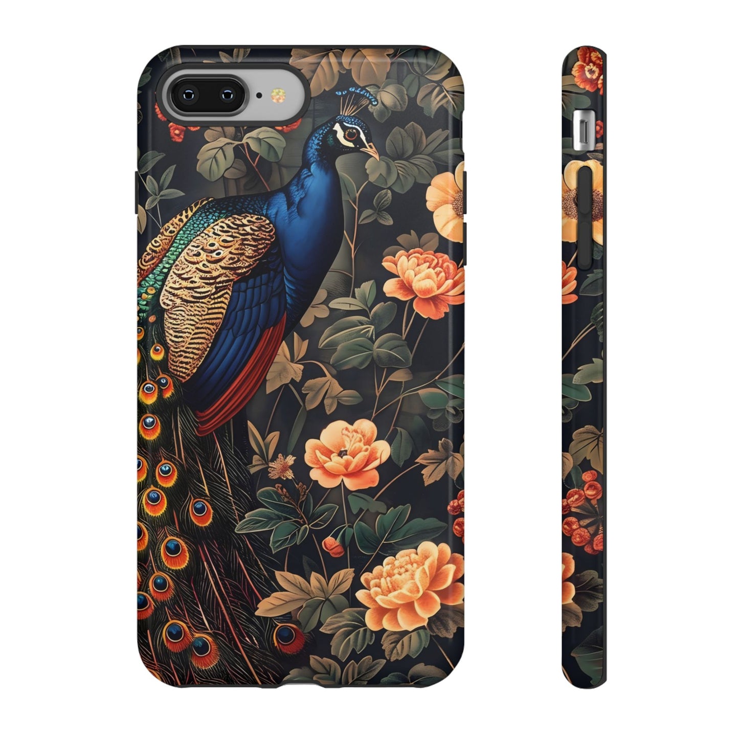 Elegant Peacock Phone Case, Floral Tough Phone Cover, Gifts for Her, Custom Art Phone Cases, Birthday, Chic Accessories