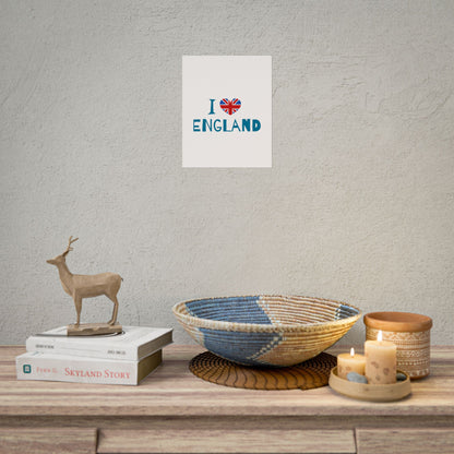 I Love England Rolled Poster - UK Travel Decor, Gift for Britains, Wall Art for Home, London Souvenir, Love England