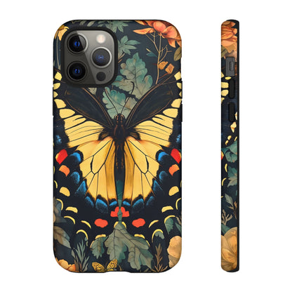 Butterfly Floral Phone Case, Art-inspire Tough Case, Gift for Nature Lovers, Butterfly Pattern Cover, Eco-Friendly Mobile Accessory