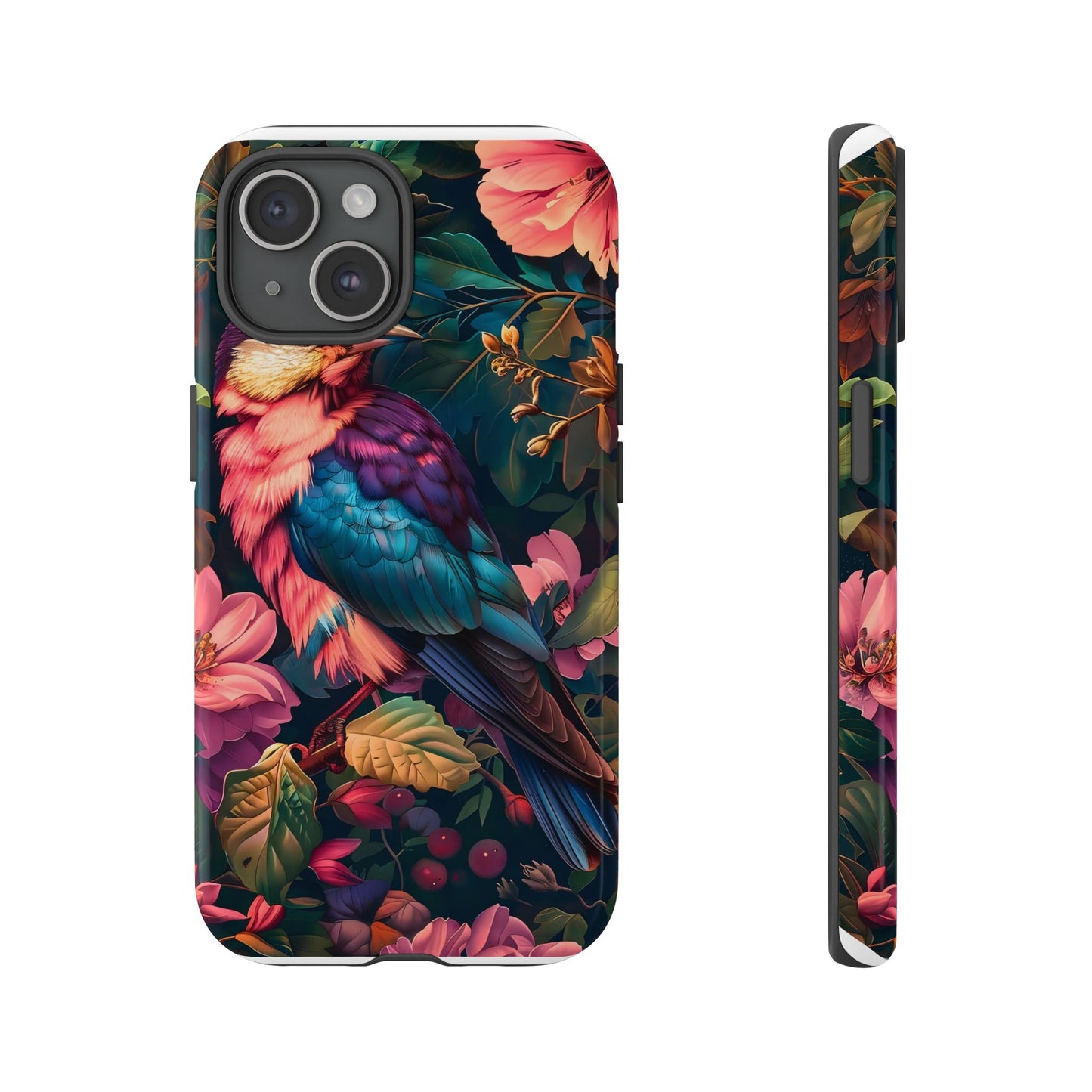 Tough Cases: Vibrant Tropical Bird Phone Case, Floral Smartphone Cover, Nature Lover Gift, Boho Phone Accessory, Cute Bird Case