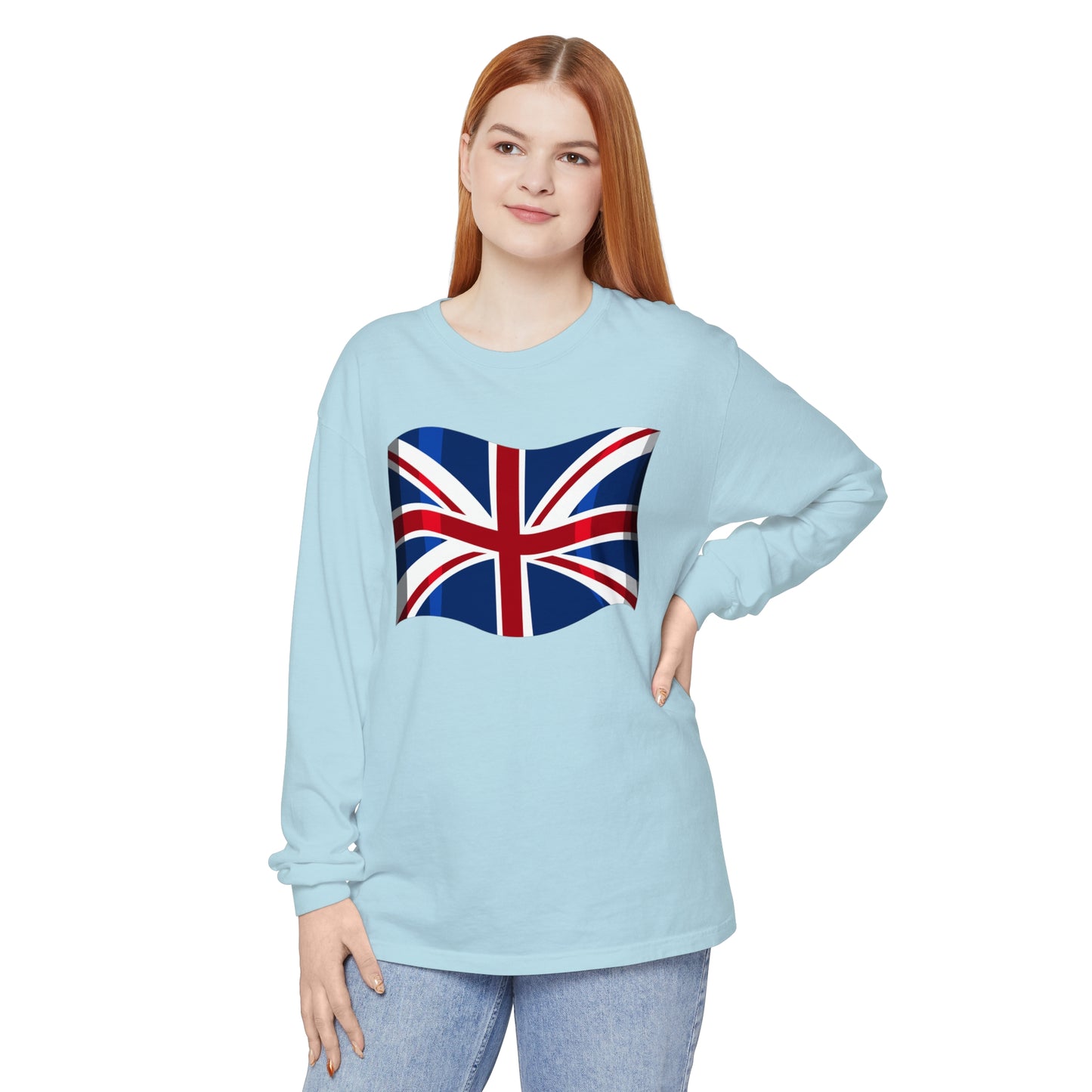 Unisex Garment-dyed Long Sleeve T-Shirt - British UK flag