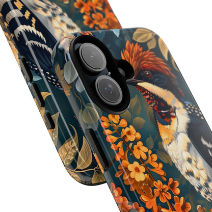 Tough Cases: Floral Bird Phone Case, Vintage Style Cover, Nature Lover Gift, Botanical Design, Spring Inspire Fashion