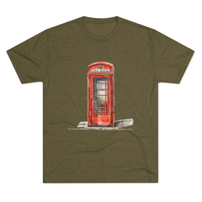 Iconic British Public Telephone - Classic Red Phone Box Unisex Tri-Blend Crew Tee
