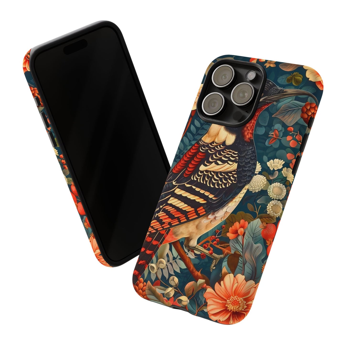 Nature-Inspired Phone Case with Floral Art, Tough Phone Cover, Protective Case, Gift for Nature Lovers, Unique Phone Accessory