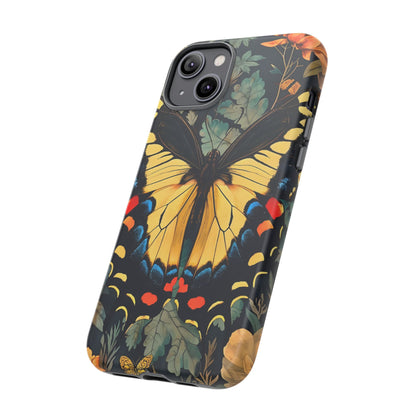Butterfly Floral Phone Case, Art-inspire Tough Case, Gift for Nature Lovers, Butterfly Pattern Cover, Eco-Friendly Mobile Accessory