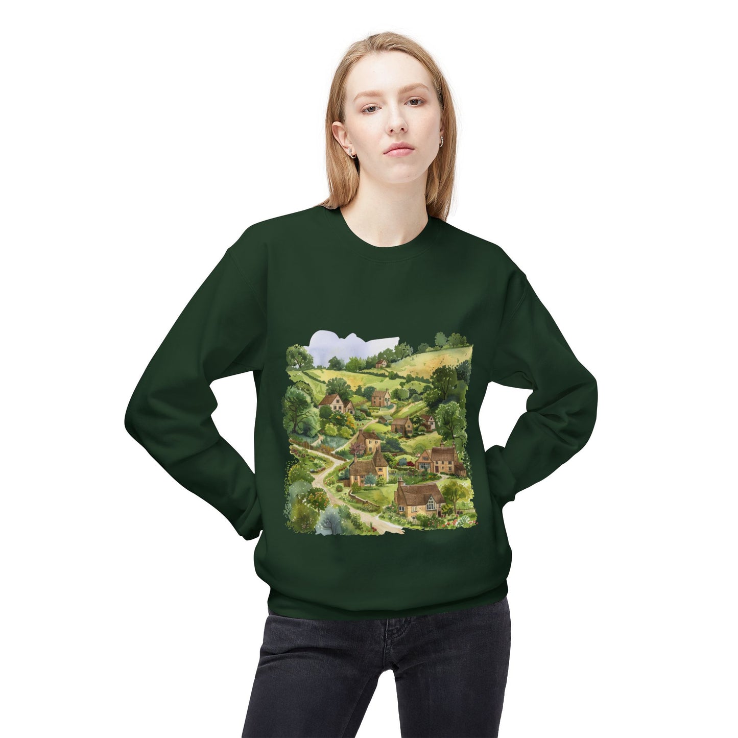 Unisex Midweight Softstyle Fleece Crewneck Sweatshirt - Elegant and Refreshing British Nature