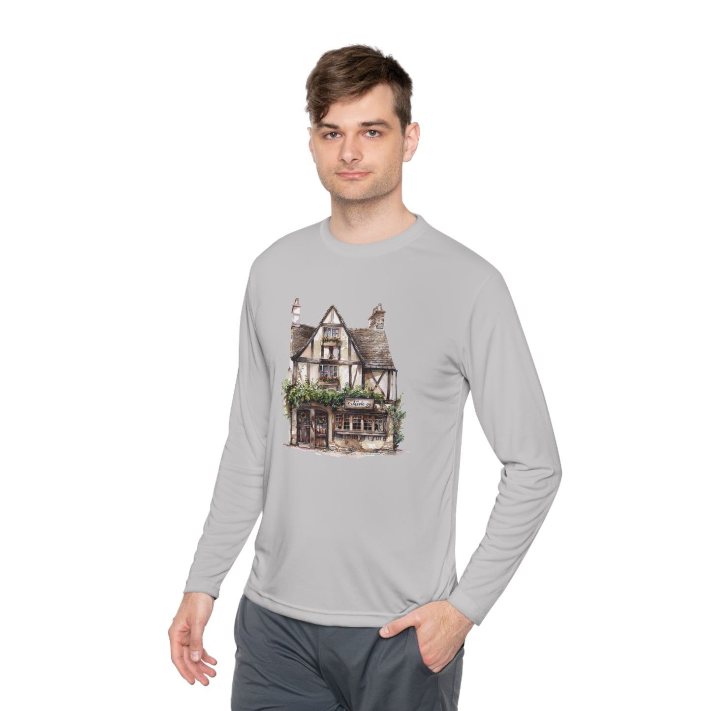 Unisex Lightweight Long Sleeve Tee - British Historic House - Classic Architectural Elegance