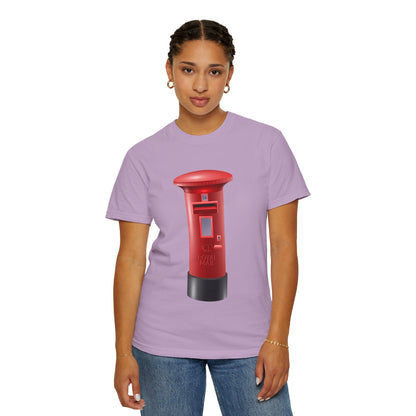 Unisex Garment-Dyed T-shirt - Classic UK Royal Mailbox Design - British Postbox Icon