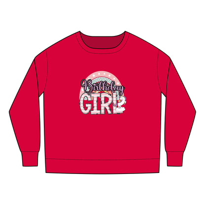 Toddler Sweatshirt - Chic Birthday Girl with Leopard Rainbow Clipart - Cute Celebration Apparel for Little Ones