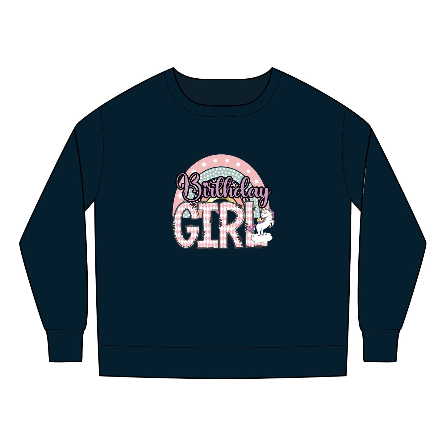 Toddler Sweatshirt - Chic Birthday Girl with Leopard Rainbow Clipart - Cute Celebration Apparel for Little Ones