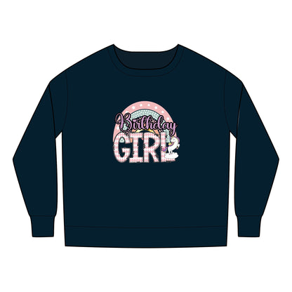 Toddler Sweatshirt - Chic Birthday Girl with Leopard Rainbow Clipart - Cute Celebration Apparel for Little Ones