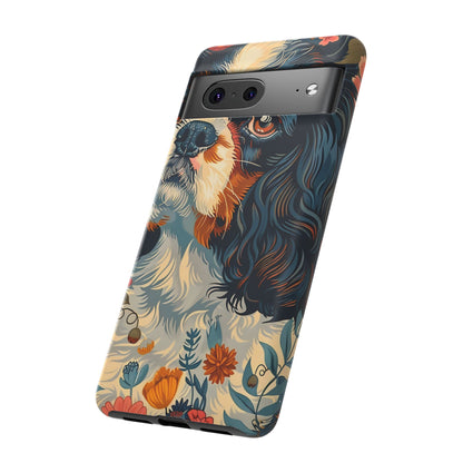 Cavalier King Charles Spaniel Phone Case, Floral Dog Lover Gift, Tough Phone Cover, Pet Owner Accessory, Unique Dog Design