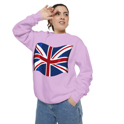 Unisex Garment-Dyed Sweatshirt - UK Flag - Union Jack Symbol