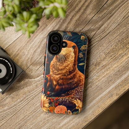 Otter Phone Case, Floral Otter Design, Tough Phone Cover, Nature Lover Gift, Cute Animal Accessories