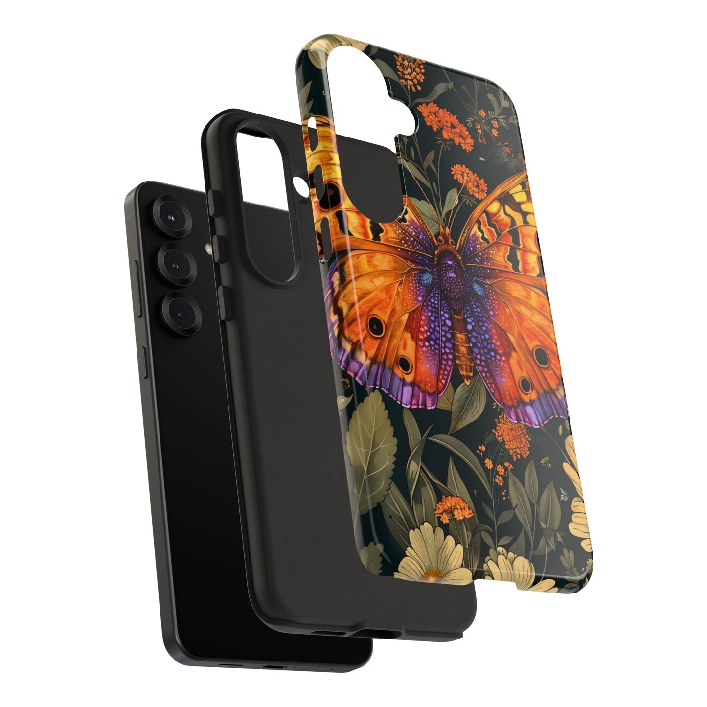 Butterfly Phone Case, Tough Cases for Nature Lovers, Vibrant Floral Design, Gift for Her, Cute Phone Accessories, Butterfly Artwork