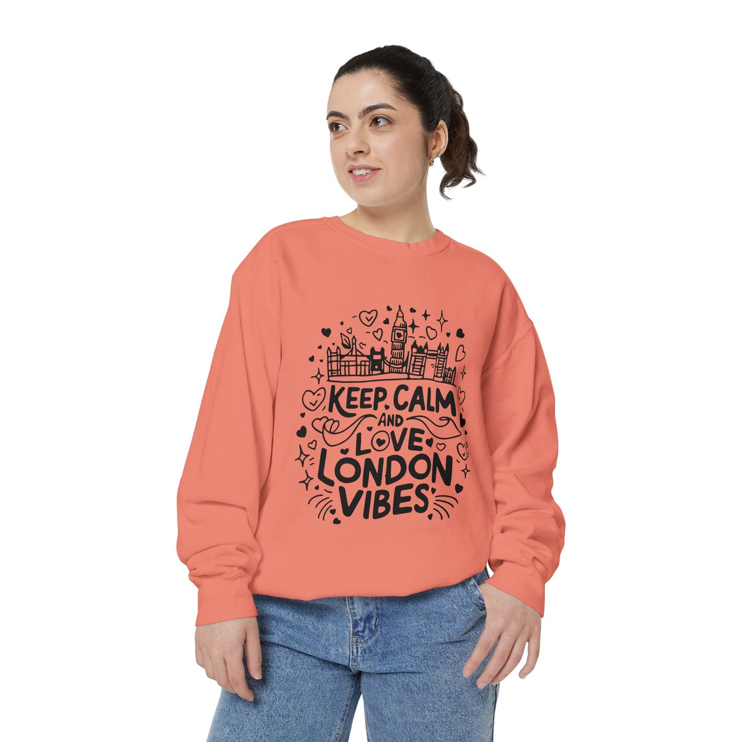 Unisex Garment-Dyed Sweatshirt - Keep Calm and Love London Vibes