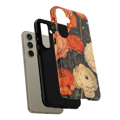 Floral Phone Case with Tough Protection, Blooming Ranunculus Design, Durable Cover, Gift for Flower Lovers, Eco-Friendly Phone Accessory