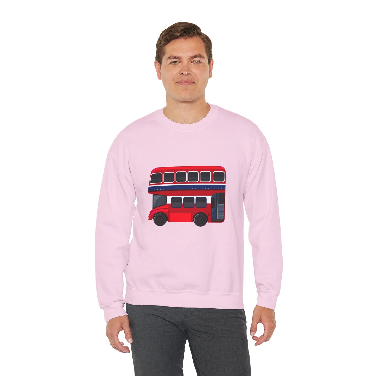 Unisex Heavy Blend™ Crewneck Sweatshirt Trendy - London Transport Red Double-Decker Bus