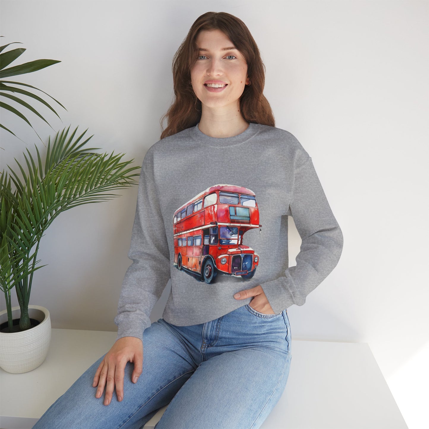 Unisex Heavy Blend™ Crewneck Sweatshirt - Iconic Journeys - London’s Red Double-Decker