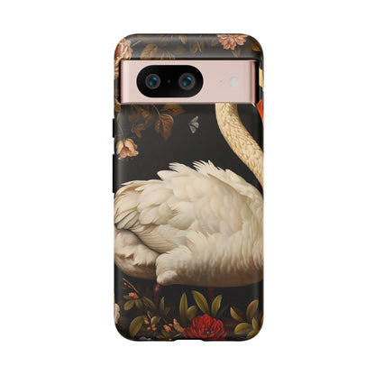 Elegant Swan Phone Case, Floral iPhone Cover, Tough Phone Case, Gift for Her, Nature Lover, Mother's Day, Birthday