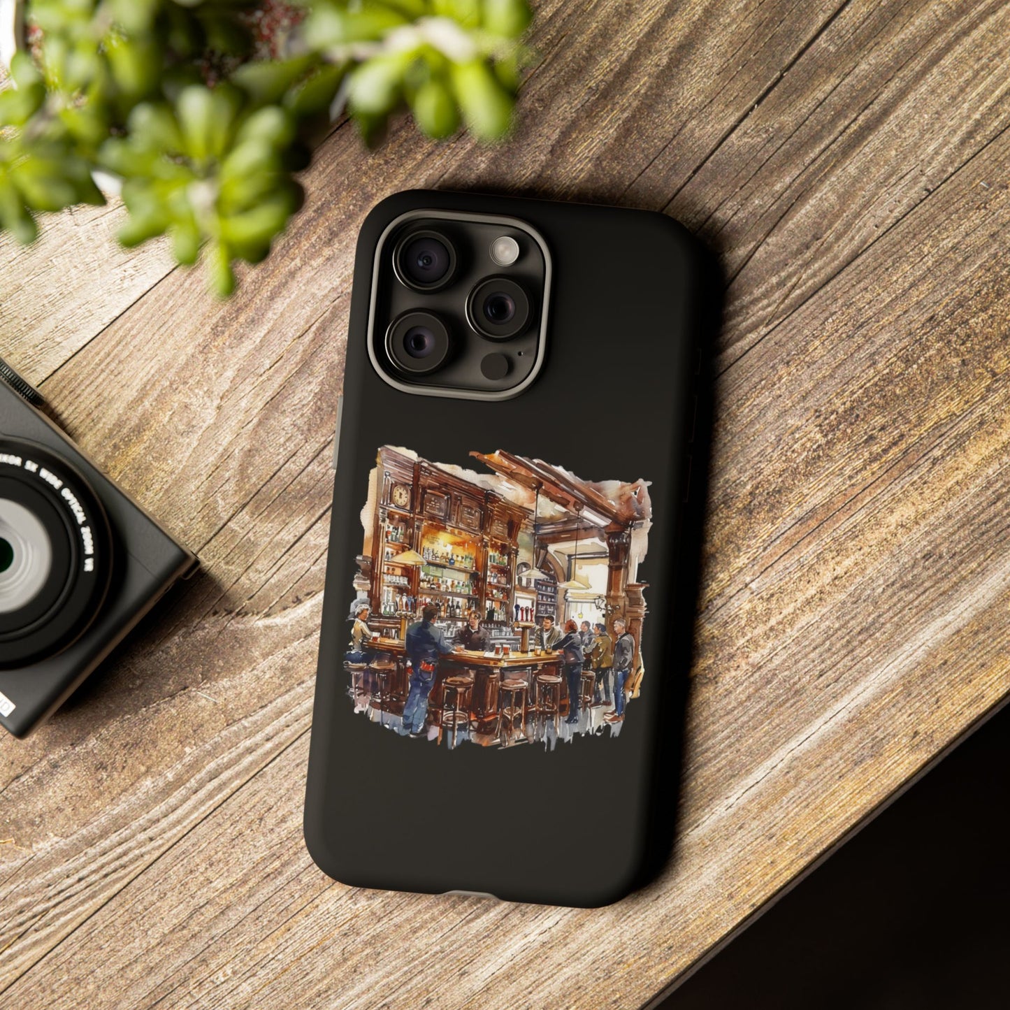 Artistic Phone Case - Cozy Pub Vibe, Trendy Smartphone Accessory, Gift for Friends, Modern Design, Durable Protection