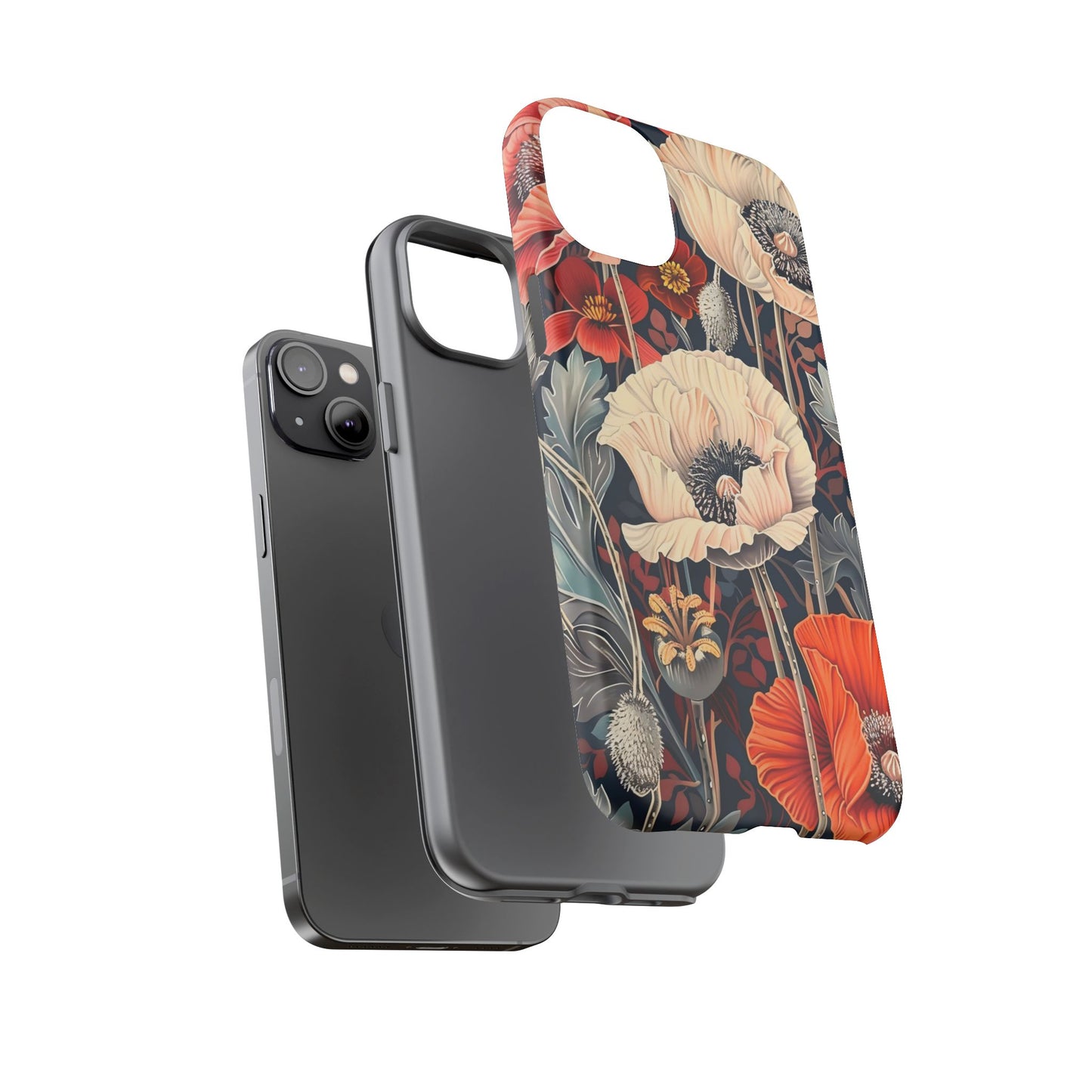 Floral iPhone Case, Tough Phone Cover, Artistic Protection, Flower Design, Unique Gift for Her, Phone Accessory, Trendy Tech