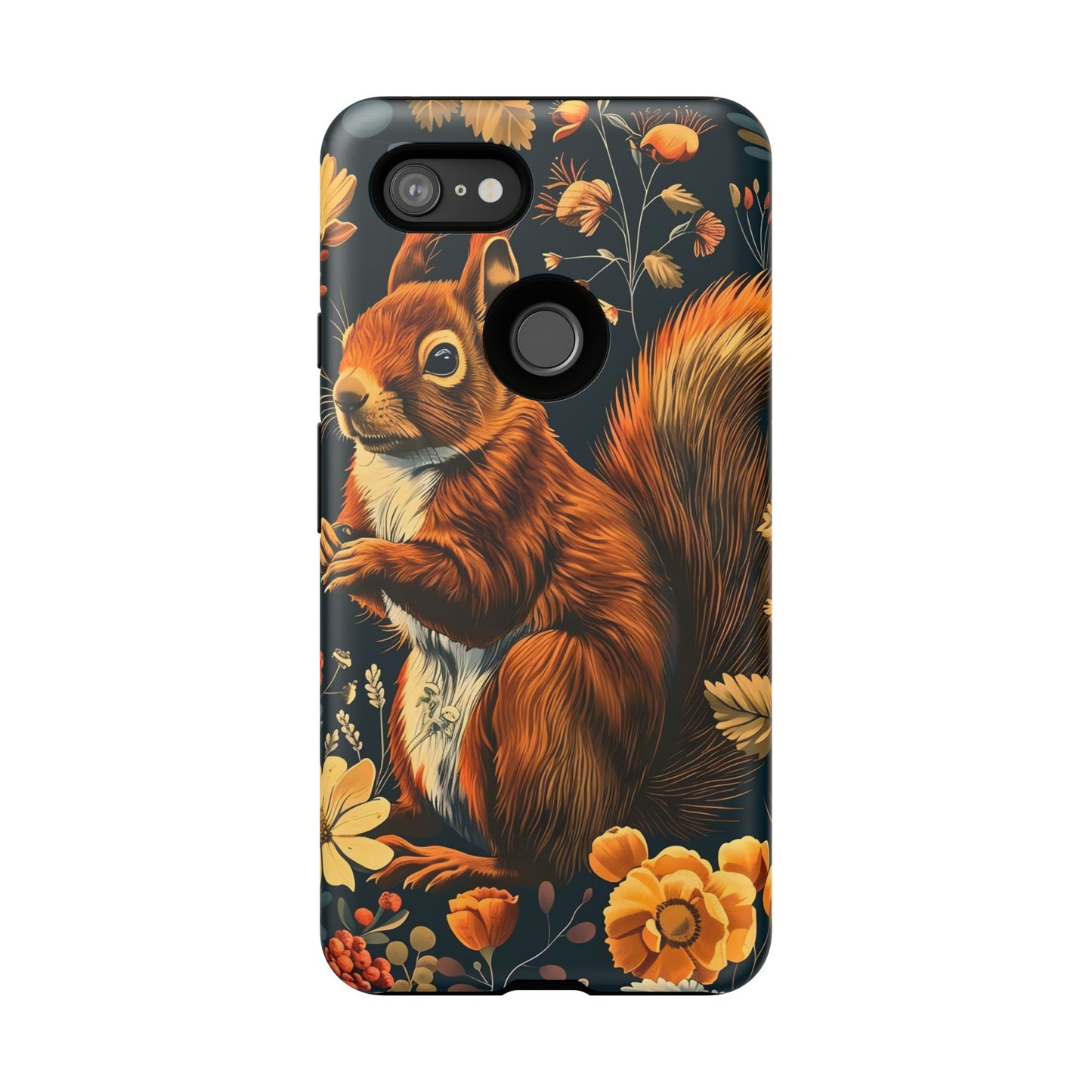 Squirrel Floral Phone Case, Tough Cases for Nature Lovers, Cute Animal Design, Fall Aesthetic, Perfect Gift for Her