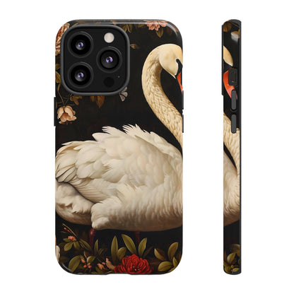 Elegant Swan Phone Case, Floral iPhone Cover, Tough Phone Case, Gift for Her, Nature Lover, Mother's Day, Birthday