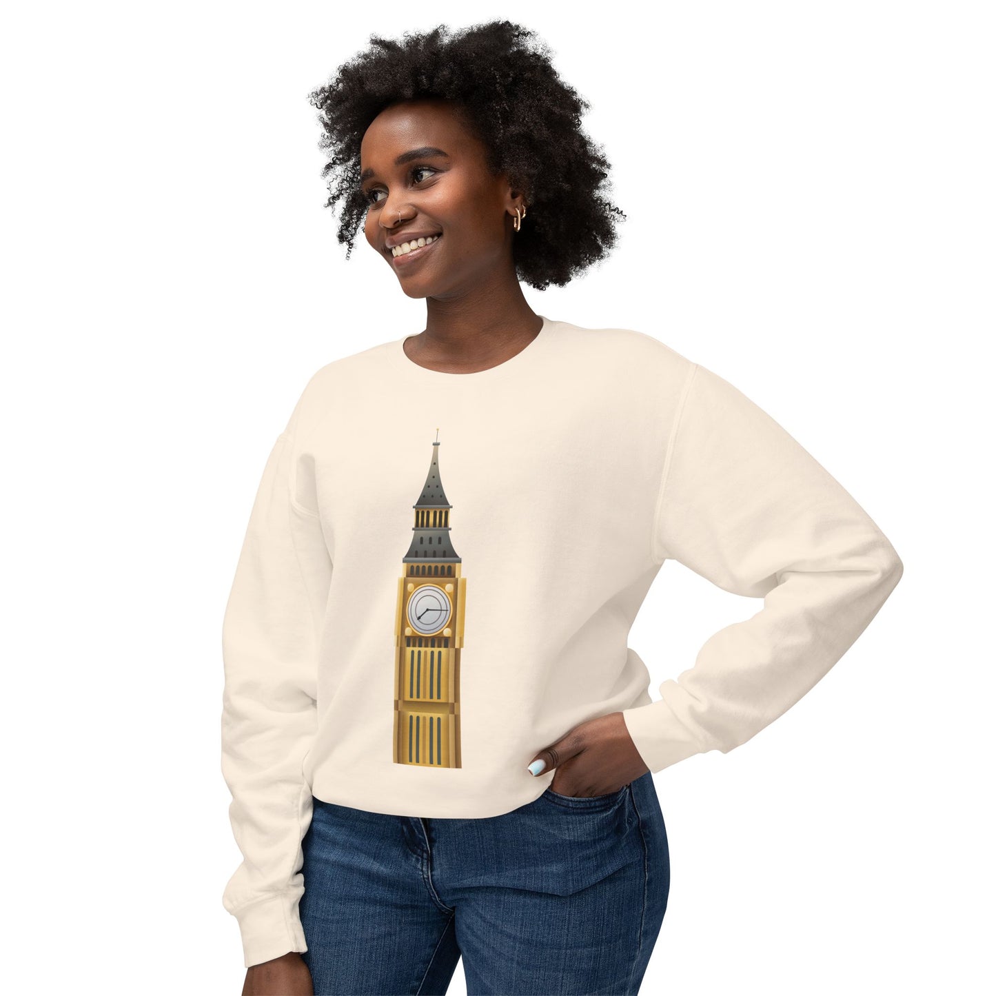 Unisex Lightweight Crewneck Sweatshirt - Classic London - Big Ben in All Its Glory"