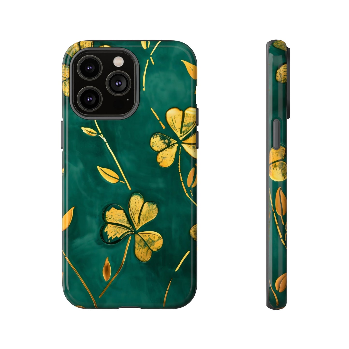 Floral Phone Case with Gold Accents, Tough Phone Cover, Stylish Phone Protector, Unique Gift for Her, Nature Lover Accessory
