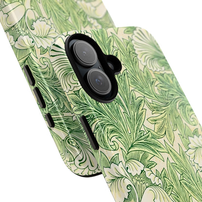 Green Floral Phone Case, Botanical iPhone Cover, Tough Phone Shell, Nature-inspired Gift, Eco-friendly Tech Accessory