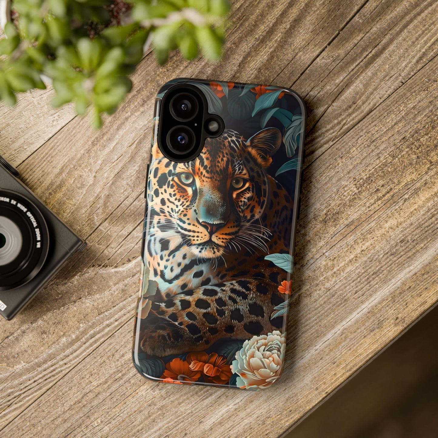 Wildlife Phone Case with Leopard Design | Tough Cases, Animal Prints, Floral Phone Cover, Gift for Nature Lovers, Unique Phone Accessories
