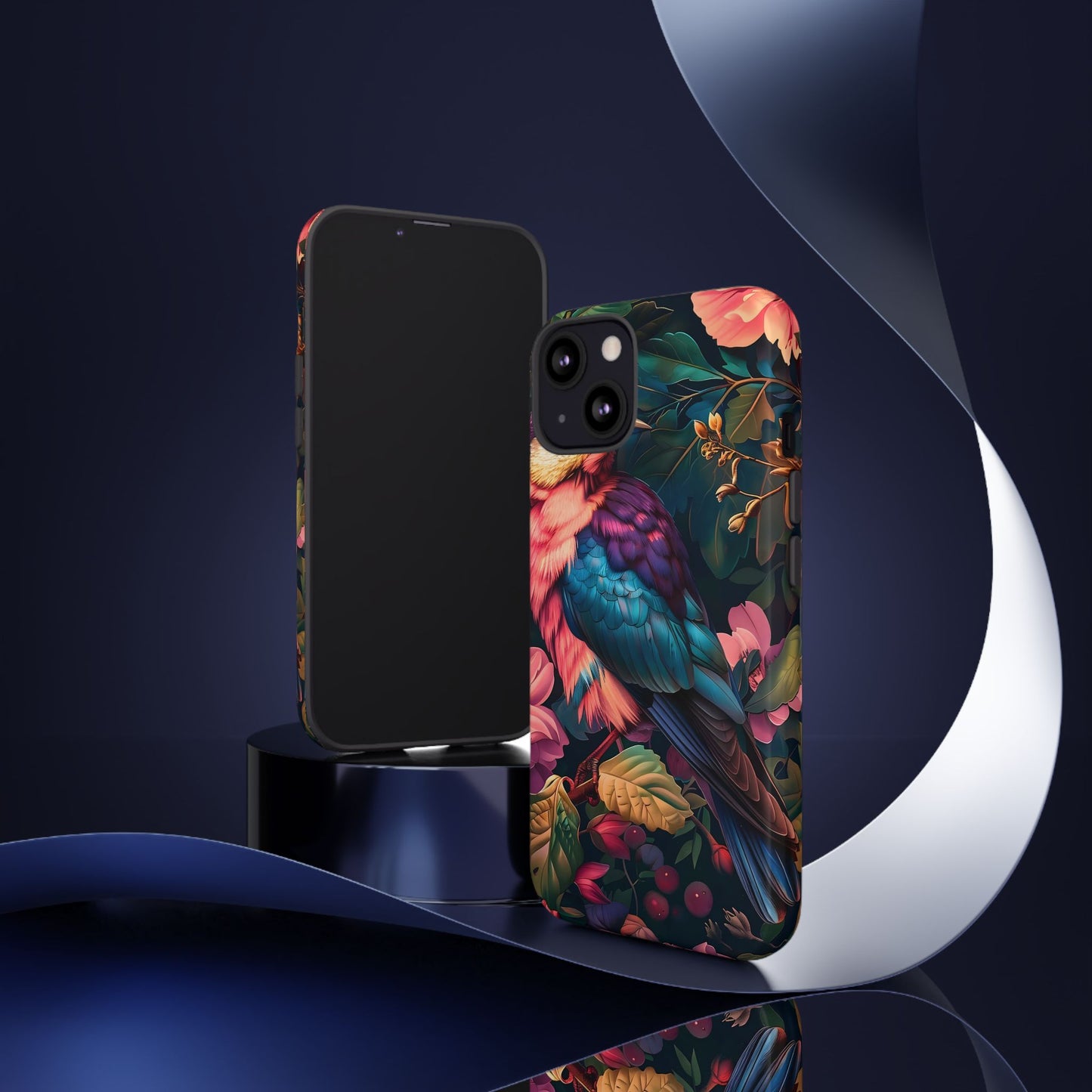 Vibrant Phone Case, Tropical Bird Design, Tough Phone Cover, Floral Tech Accessory, Gift for Nature Lovers