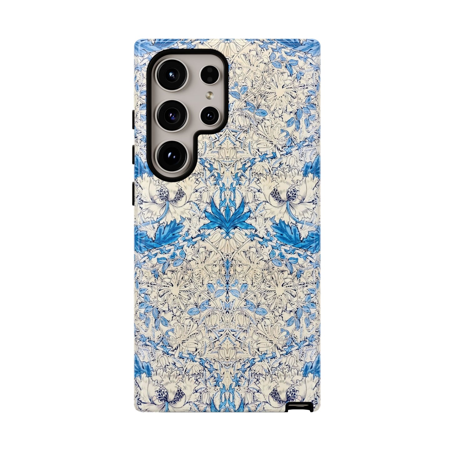 Elegant Floral Phone Case, Tough iPhone Cover, Stylish Mobile Protector, Blue Patterned Case, Unique Gift for Her
